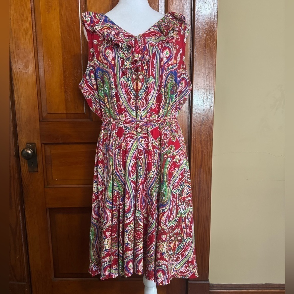 Lauren Ralph Lauren Paisley Sleeveless Dress Size 3XL 100% Cotton